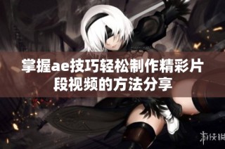 掌握ae技巧轻松制作精彩片段视频的方法分享