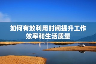 如何有效利用时间提升工作效率和生活质量