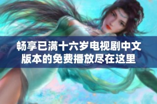 畅享已满十六岁电视剧中文版本的免费播放尽在这里
