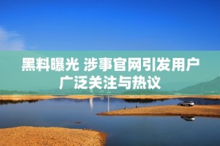 黑料曝光 涉事官网引发用户广泛关注与热议