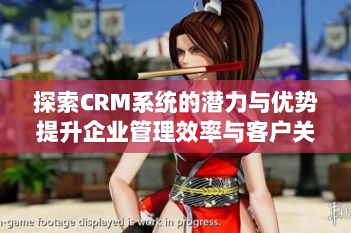 探索CRM系统的潜力与优势提升企业管理效率与客户关系