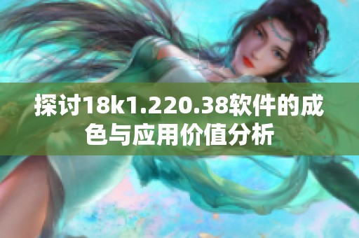 探讨18k1.220.38软件的成色与应用价值分析