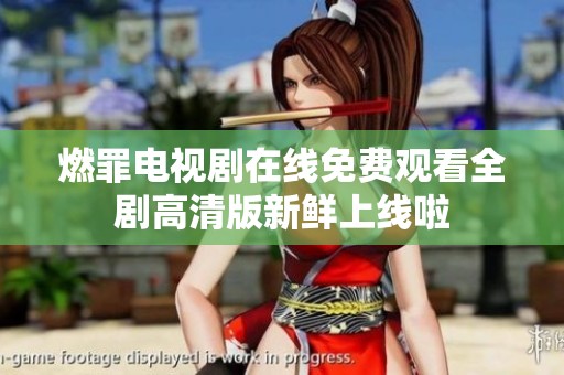 燃罪电视剧在线免费观看全剧高清版新鲜上线啦